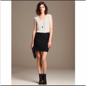 Banana Republic cream blouse and black dress